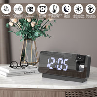 Projection Alarm Clock, Digital Alarm Clock with 180°Rotatable Projector and Clear LED Large Display, USB Charger, 12/24H Time Date Temp Display, Adjustable Brightness, for Living Room Bedroom