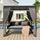Outdoor Hanging Bed, Metal-Framed Swing Bed Canopy Bed with Adjustable Curtains and Removable Cushion, 2-3 People Sunbathing Bed for Balconies,Gardens,Pool, Gray&Gray