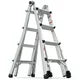17ft A-Type Ladder with Wheels, Multi-Position Aluminum Foldable Step Ladder, Straight Telescopic Ladder with Non-Slip Feet Pads, Engineering Extension Ladder, 300 lbs Weight Rating