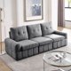 3-Seater Tufted Sofa with Hidden Storage Space, 93" Upholstered Sofa Lounge Sofa with Wood Frame for Apartment, Dorm, Reception and Office, 93"Lx34.5"Wx35.5"H, Load Capacity 250 LBS/Seat, Dark Grey