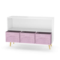 Kids Bookcase with Collapsible Fabric Drawers,Children's Book Display Bookshelf,Toy Storage Cabinet Organizer for Nursery School,Home,Playroom,Pink