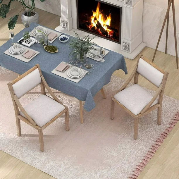 Modern Accent Dining Chairs Set of 2, Retro Wood Dining Chairs, Farmhouse Fabric Dining Room Chairs with Solid Wood Legs and Frame, Wood Side Chairs for Kitchen/Bedroom/Dining Room, Natural Wood Wash