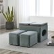 25" W 5 Pieces Ottoman Bench Set, Modern Hollow Storage Ottoman, Upholstery Ottoman Coffee Table with 2 Small Foot Rest Stools, Easy Storage and Wide Use, Waterproof, Oil-Proof, Scratch-Proof, Gray