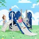 5 in 1 Toddler Swing and Slide Set with Climber, Kids Playground Climber Slide Playset with Safety Belt, Armrest, Basketball Hoop, High Adjustable Baby Swing Set for Indoor Outdoor Backyard, Blue