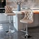 Swivel Velvet Barstools Set of 2, Upholstered Bar Stools with Backs Comfortable Tufted & Nailheads Decor, 25-33'' Height Adjustable Counter Height Bar Chairs Seat for Home Pub Kitchen Island, khaki