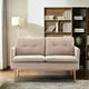 Velvet Upholstered Accent Sofa, Modern Loveseat Sofa with Gold Stainless Feet and Tufted Cushions, for Living Room, Beige