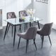 Dining Table Set 5 Pieces, Kitchen Table Set for 4 - Rectangle Glass Dining Table with 4 Fabric Dining Chairs - Kitchen & Dining Room Sets for Dining Room Kitchen (5 pieces-Gray)