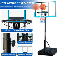 Poolside Basketball Hoop, Portable Swimming Basketball System Goal Stand Height Adjustable 4ft -6.5ft with 36in Backboard & Wheels for Children Youth Adult at Indoor Outdoor Play, Blue
