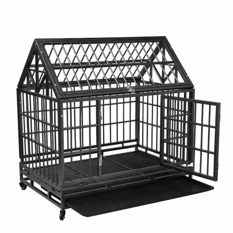 Heavy Duty Indestructible Dog Crate, Escape Proof Dog Cage Kennel with