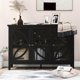 Modern Accent Storage Cabinet, Wooden Buffet Sideboard Console Table Storage Cabinet with Doors and Adjustable Shelf, Suitable for Entryway, Kitchen, Living Room and Dining Room, Black