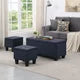 Large Storage Ottoman Bench Set, 3 in 1 Combination Ottoman, Tufted Linen Lift Top Storage Ottoman, Footrest Stool, Coffee Table for Living Room, Entryway, Hallway, Bedroom, Dark Blue