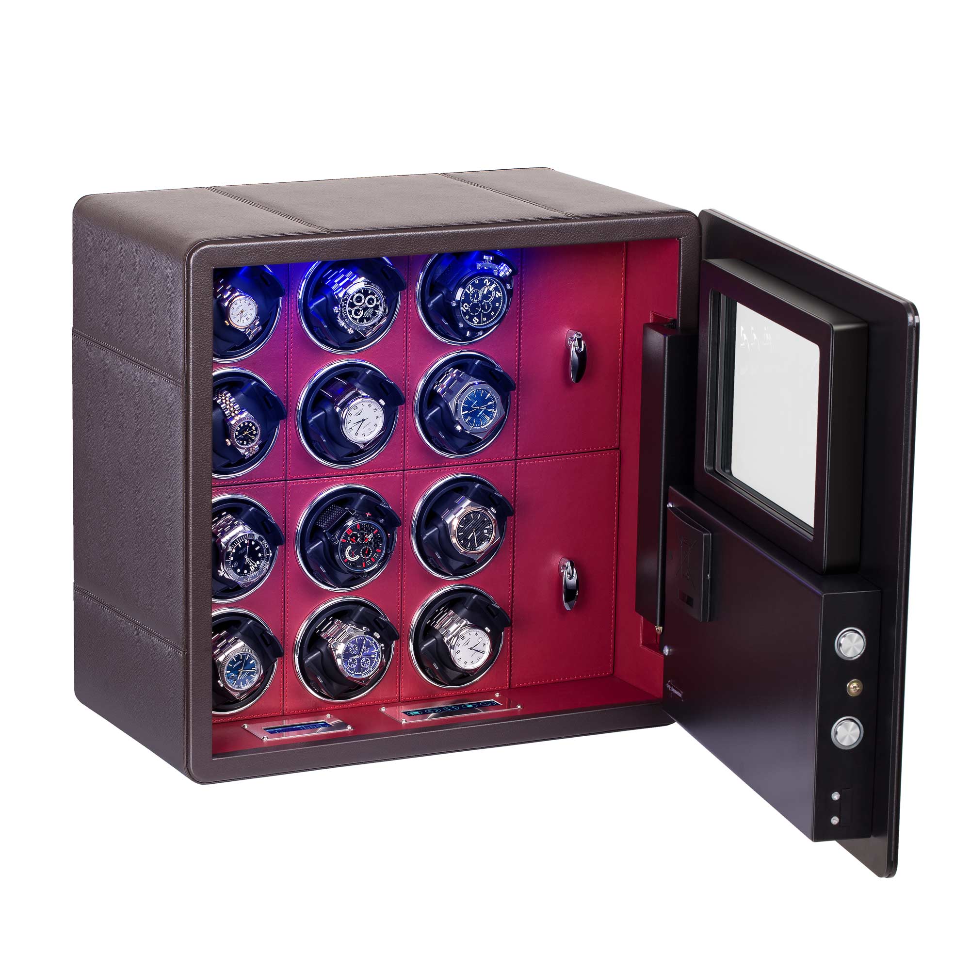 12 Pieces Intelligent Watch Winder Safe with Jewelry Storage