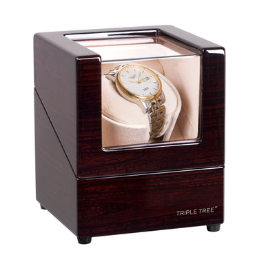 Single Wooden Watch Winder, Brown Wooden Pattern