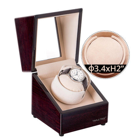 Single Wooden Watch Winder, Brown Wooden Pattern