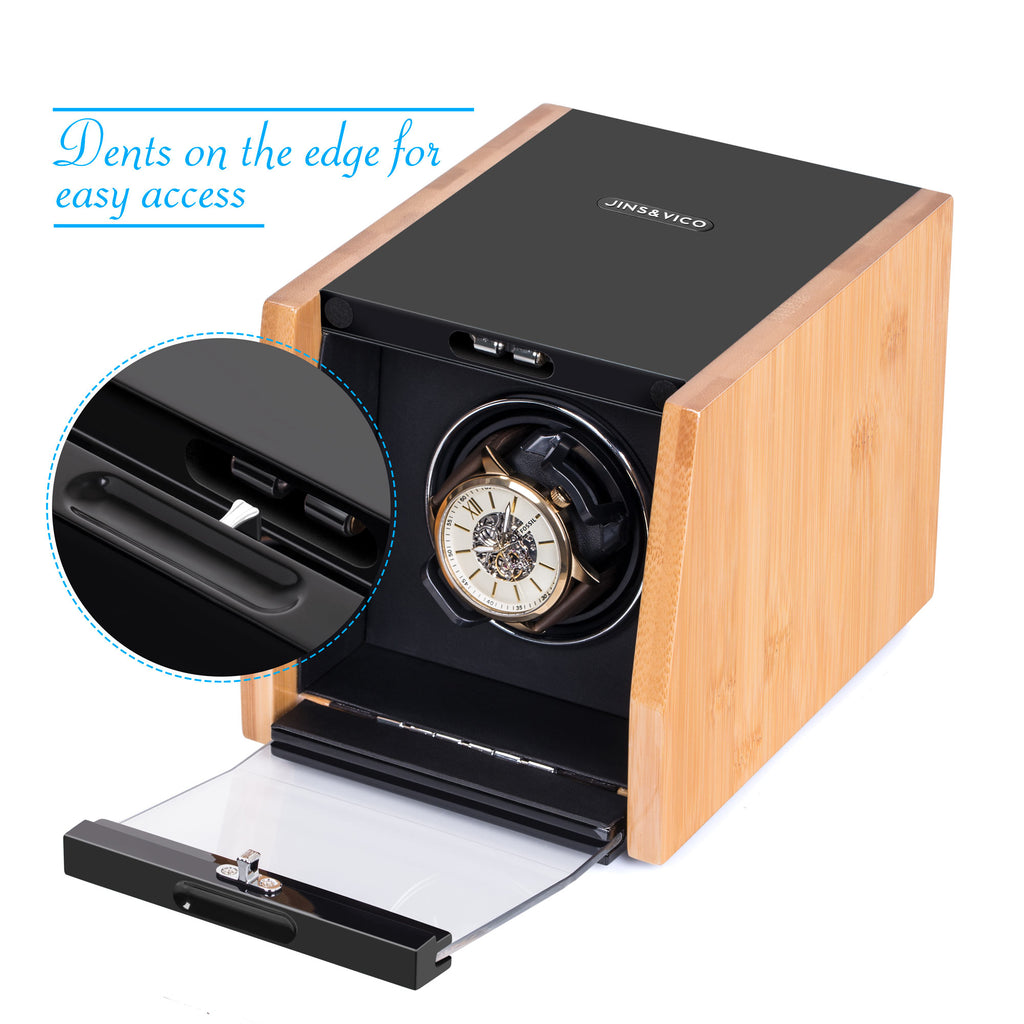 JINS&VICO Single Automatic Watch Winder in Bamboo with Builtin LED