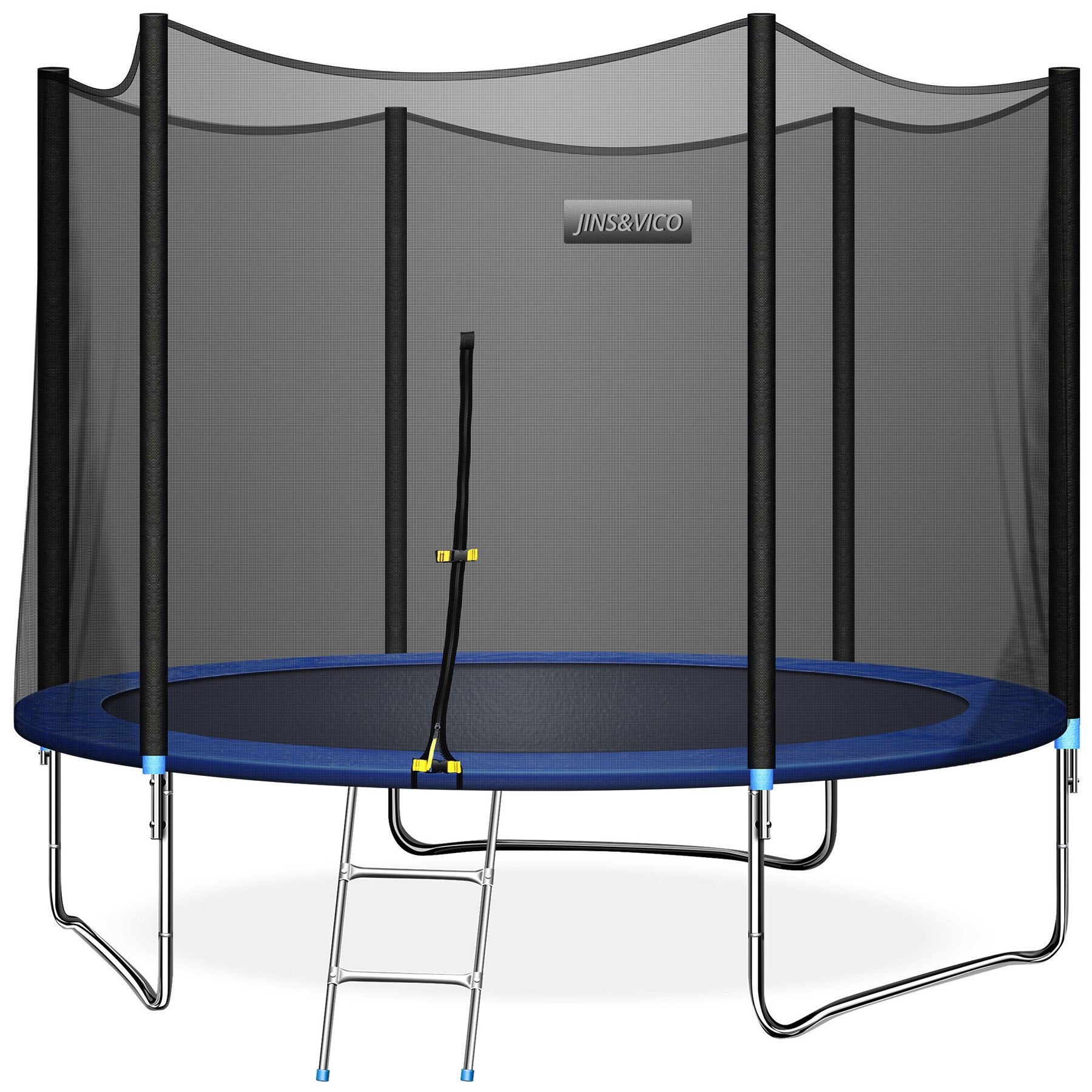 JINS&VICO Trampoline 10FT for Kids with Enclosure, Indoors Outdoors Exercise Kids/Adult, 661LBS Capacity 3-4 Kids, Waterproof Mat And Inclined ladder, Safe Kids' Trampoline Play