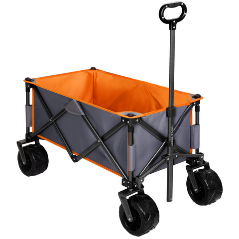 TRIPLETREE Heavy Folding Utility Wagon Cart With Universal Wheels & Adjustable Handle