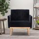 Velvet Single Sofa Chair,Leisure Single Sofa with Rose Golden feet,Square Velvet Accent Chair,Suitable for Bedroom, Living Room, Office,Black