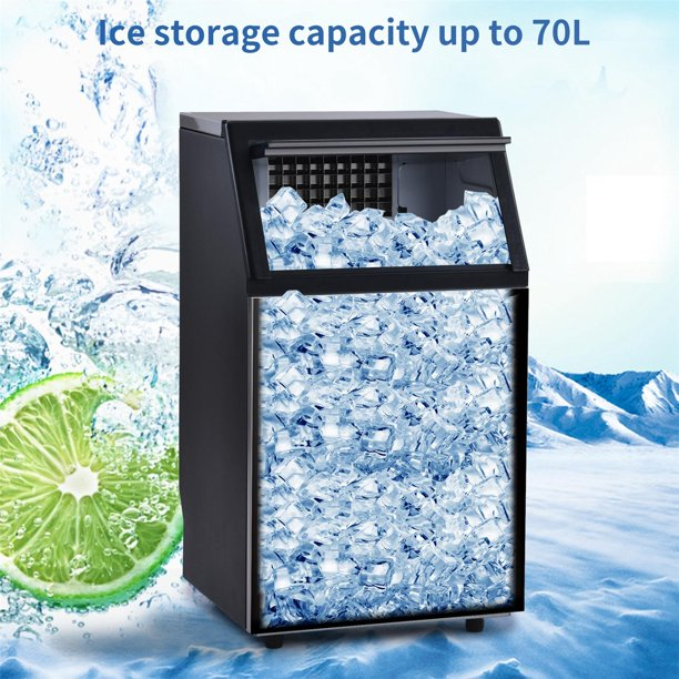 Freestanding Commercial Ice Maker Machine, Make 66 lbs ice in 24 hrs, Auto-Clean Built-in Automatic Water Inlet Ice Maker with Scoop, Ideal for Supermarkets Cafes Bakeries Bars Restaurants Home Office