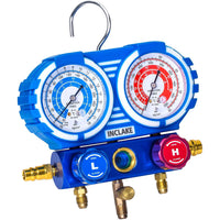 Manifold Gauge Set, Diagnostic A/C Tool Kit for R22 R134a Refrigeration, Brass Auto Service Set with 5 Feet Hoses, 1/4 Inch Fittings, Adjustable Couplers and Can Tap Included