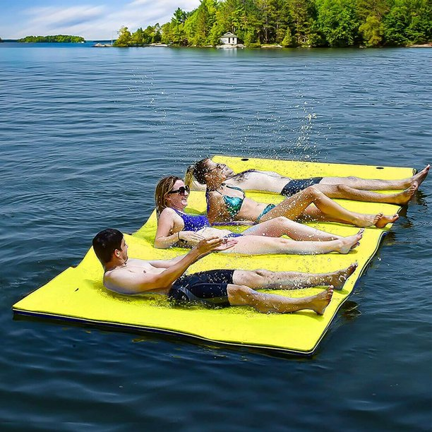 Arcticscorpion 18 x 6 FT Floating Water Mat, Pool Float for Adults Kids, 3-Layer XPE Lily Pad with Storage Straps for Outdoor Water Activities, Foam Pad Lake Floats, Weight Capacity 1323 lbs, Yellow