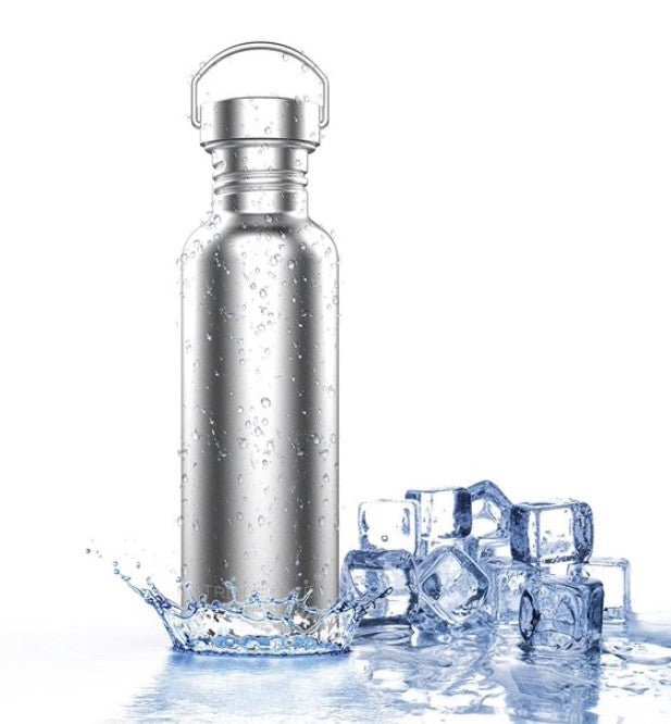 Triple Tree 26 oz Silver Insulated Stainless Steel Water Bottle with Wide Mouth and Screw Cap