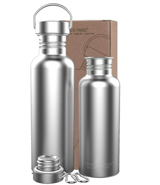 34oz Water Bottle, Uninsulated Single Walled Stainless Steel Kids Sports Water Bottle Leak Proof for Running, Hiking, Camping - BPA Free