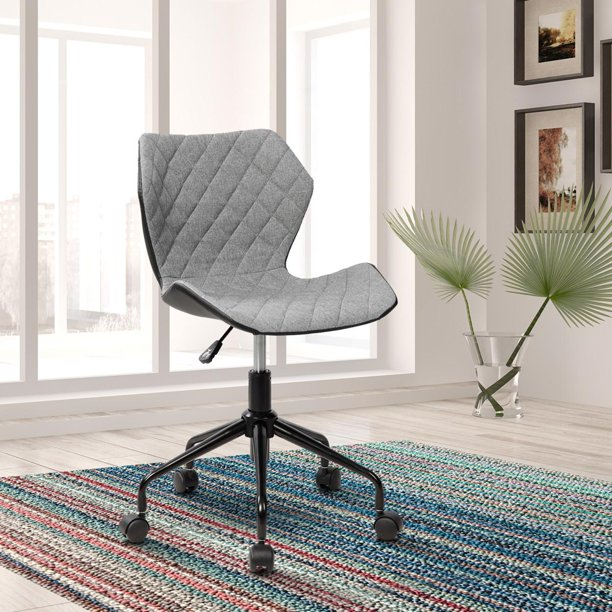 Armless Office Chair Ergonomic Small Desk Chair Armless Adjustable Swivel Computer Task Chair No Armrest Home Office Chair for Small Spaces,Grey