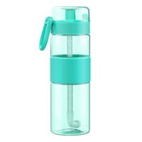TRIPLETREE Sports Water Bottle With Straw, Tritan Plastic & Flip-Up Lid, Spring Buckle