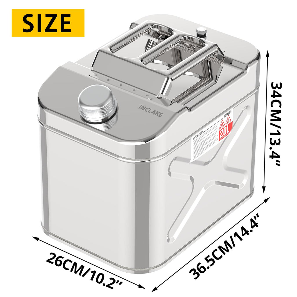 5 Gallon Stainless Steel Gas Can, Tight Sealed Fuel Storage Tank Porta ...
