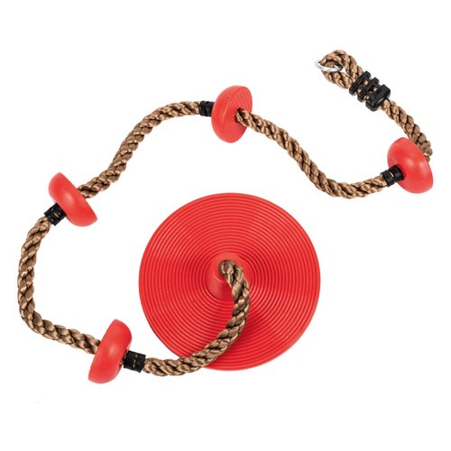 Climbing Rope Swings for Trees, Heavy Duty Plastic Disc Swing Seat for Kids and Adults with Hanging Strap and Snap Hooks, Red