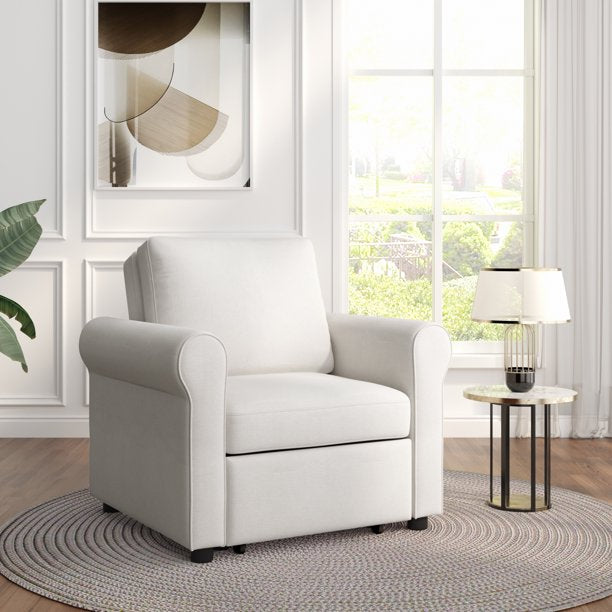 3-in-1 Sofa Bed Chair, Convertible Sleeper Chair Bed,Adjust Backrest Into a Sofa,Lounger Chair,Single Bed,Modern Chair Bed Sleeper for Adults,Beige