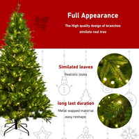7.5ft Christmas Tree Pre-Lit, Artificial Christmas Tree with 400 LED Lights and Realistic Branches with 1685 Tips, Hingeless Spruce Xmas Tree for Home, Office, Party Decoration