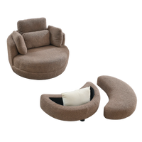 39"W Oversized Swivel Accent Chair with Moon Storage Ottoman, Round Swivel Barrel Chair with 4 Pillows,Loveseat Sofa Chair Lounger Armchair for Living Room,Coffee