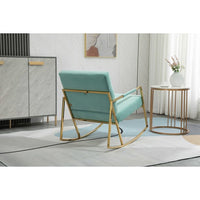 Rocking Chair, Modern Velvet Upholstered Rocker Chair with High Backrest & Stainless Steel Feet, Leisure Accent Arm Chair for Living Room, Bedroom, Lounge Room & Office, Mint Green