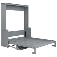 Murphy Bed Queen with Shelf, Queen Size Murphy Bed with Headboard, Wall Bed Frame for Teens & Adults, Grey