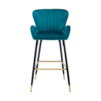 JINS & VICO 2PC Accent Bar Stools,Upholstered Barstools Counter Height Dining Chairs with Back and Armrest,Fabric Wingback Dining Chairs for Kitchen Counter Island,Teal