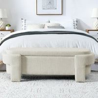 Linen Fabric Upholstered Storage Bench with Contemporary Style Design,Entryway Bench,Ottoman Bench for Living Room End of Bed,Beige,No assembly required,51.5''x20.5''x17''