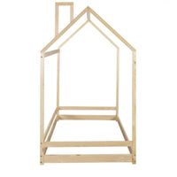 Twin Size House Bed Frame, Floor Bed for Kids and Toddler, Natural