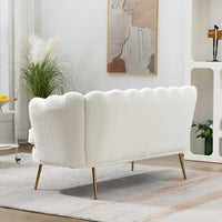 59"W Accent Sofa Couch, Modern Loveseat Sofa with Gold Metal Legs, Two-Seater Sofa Small Sofa Small Mini Room Couch for Small Space Office Studio Apartment Bedroom, Ivory Boucle