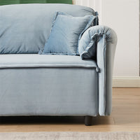 79" Velvet Upholstered Loveseat Sofa, Comfy Soft 3 Seater Couch with Turned Inward Back and Arms, Modern Couch for Living Room, Apartment, Office, Blue