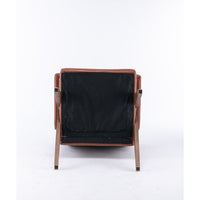Accent Chair, Modern Upholstered Armchair with KD Rubber Wood Legs, Lounge Reading Chair with Lumbar Pillow, for Living Room Bedroom, Brown