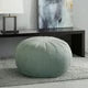 Round Pouf Ottoman,Accent Foot Stool with Polystyrene Beads Fill,Removable Zipper Cover,Modern Floral Design Beanbag,Oversized Floor Stool Round Floor Pillow for Living Room Bedroom,Seaweed Green