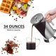French Press Coffee Maker, 304 Stainless Steel French Press with 4 Level Filtration System & Scale Line, Heat Resistant Borosilicate Glass Coffee Press for Camping Travel, Dishwasher Safe, 34 Ounce