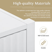 Modern Storage Cabinet, Wooden Sideboard with Metal Handles and Ample Storage Space, Wide Console Table with Smooth Tabletop Surface and Solid Legs for Living Room,Entryway,Hallway, White