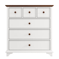 Wooden Captain 6 Drawer Dresser,Modern Wood Dresser Chest Organizers for Bedroom Living Room Kids' Room,White+Walnut