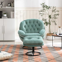 JINS & VICO Velvet Swivel Accent Chair,Modern Lounge Chair with Metal Base Frame & Footrest,Comfortable Single Leisure Sofa Chair Reading Chair with 360 Degree Swiveling for Living Room,Teal