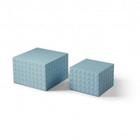 Square Dining Table Set of 2, Nesting Table Side Tables Makeup Tables Coffee Table with One Big & One Small Tables, Handcrafted Relief Nightstands End Table for Bedroom, No Need Assembly, Light Blue
