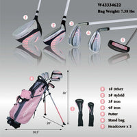 Junior Golf Club Set for Children Kids, 11-13 years Right Hand Golf Club 5-piece Set Pink