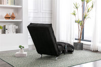 Electric Massage Chaise Lounge, Linen Indoor Lounger with Remote Control and Side Pocket, Ergonomic Indoor Royal Chair for Office, Living Room, Bedrooom, Black